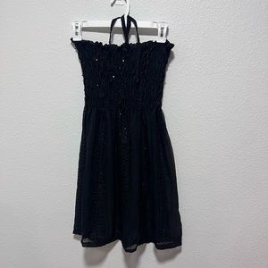 Black Sheer Sequin Halter Swim Cover up Size Small